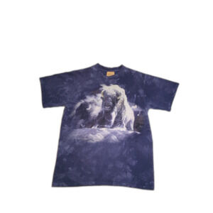 The Mountain Bison T-Shirt Mens Medium Blue Tie Dye Buffalo Graphic Wildlife Tee